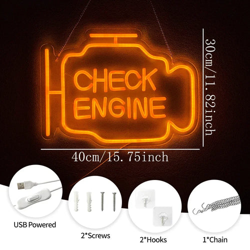 LED Check Engine Garage Neon Sign