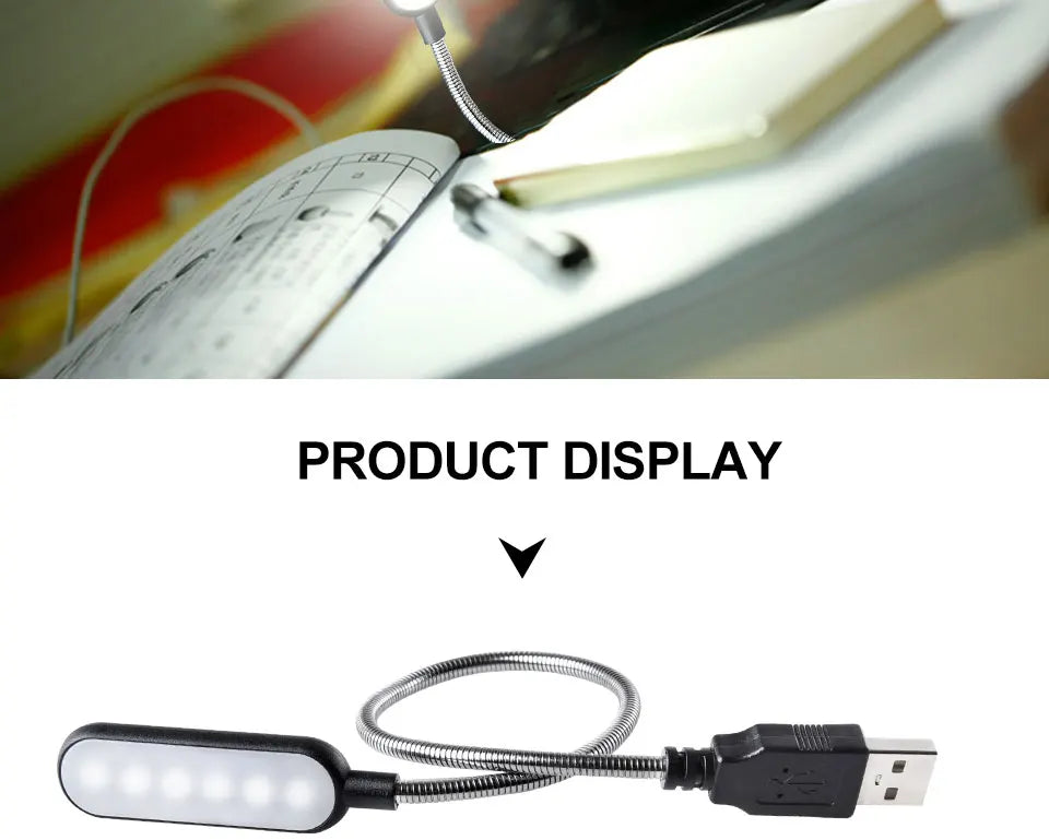 Portable USB Reading Light - Flexible Mini Book Lamp for Laptop ,Desk & Night Reading