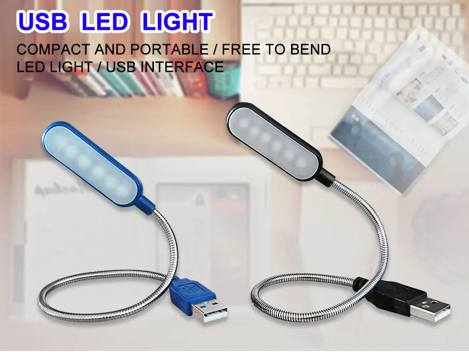 Portable USB Reading Light - Flexible Mini Book Lamp for Laptop ,Desk & Night Reading